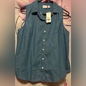 Women’s Formal Tank Top By Kim Roger’s button up size petite Medium